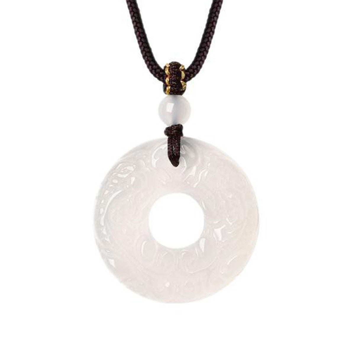 Black Agate & White Chalcedony Pixiu Safety Buckle Couple Clavicle Chain, Chinese Style Minimalist Jewelry
