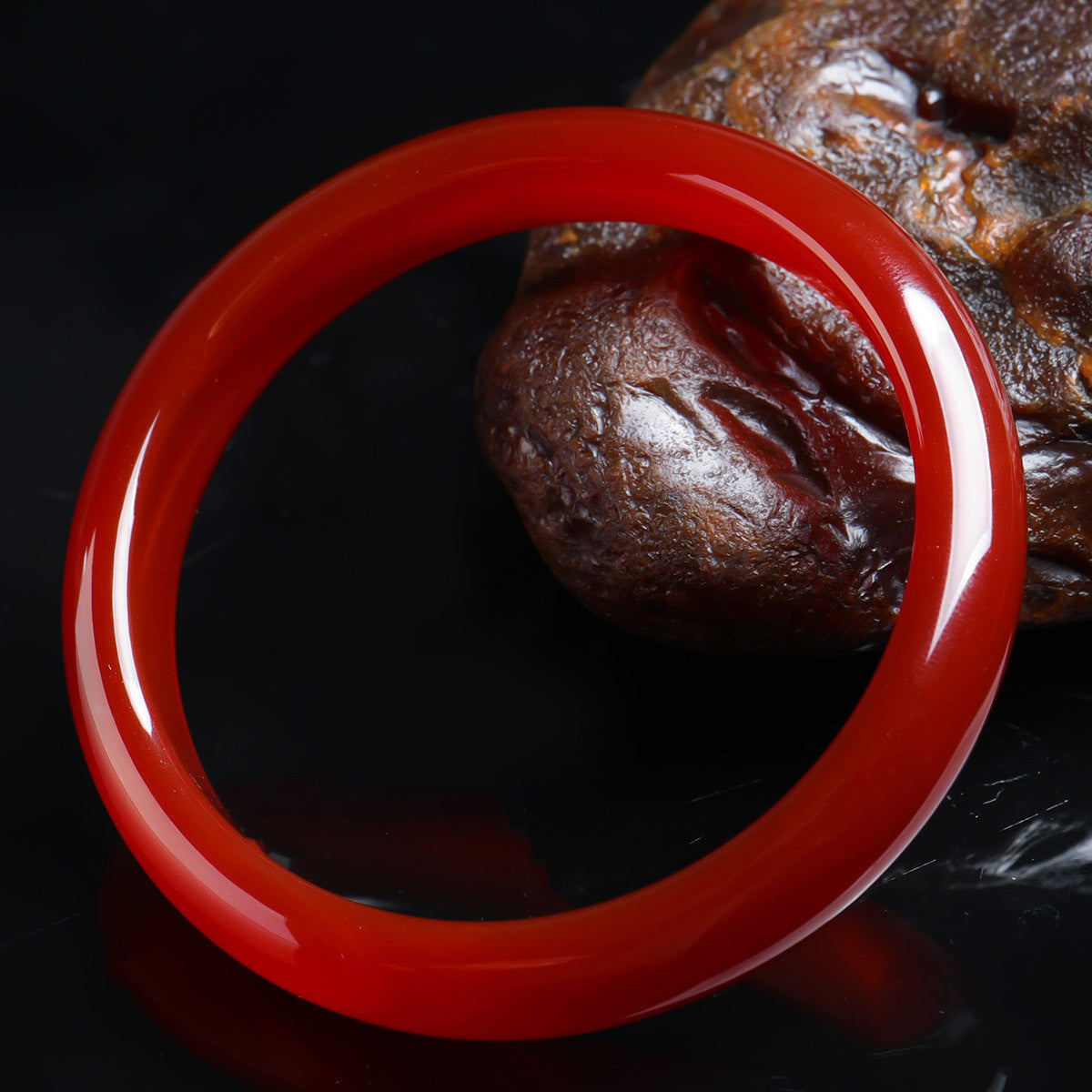 Red Agate Wide Safety Bangle, Multiple Sizes Optional Natural Agate Bracelet
