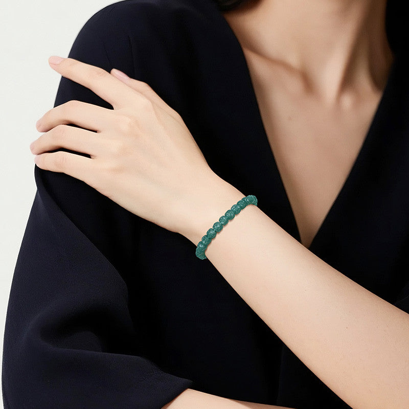 Translucent Blue Water Jadeite Plain Bead Bracelet, Unisex Single-loop Jade Bangle
