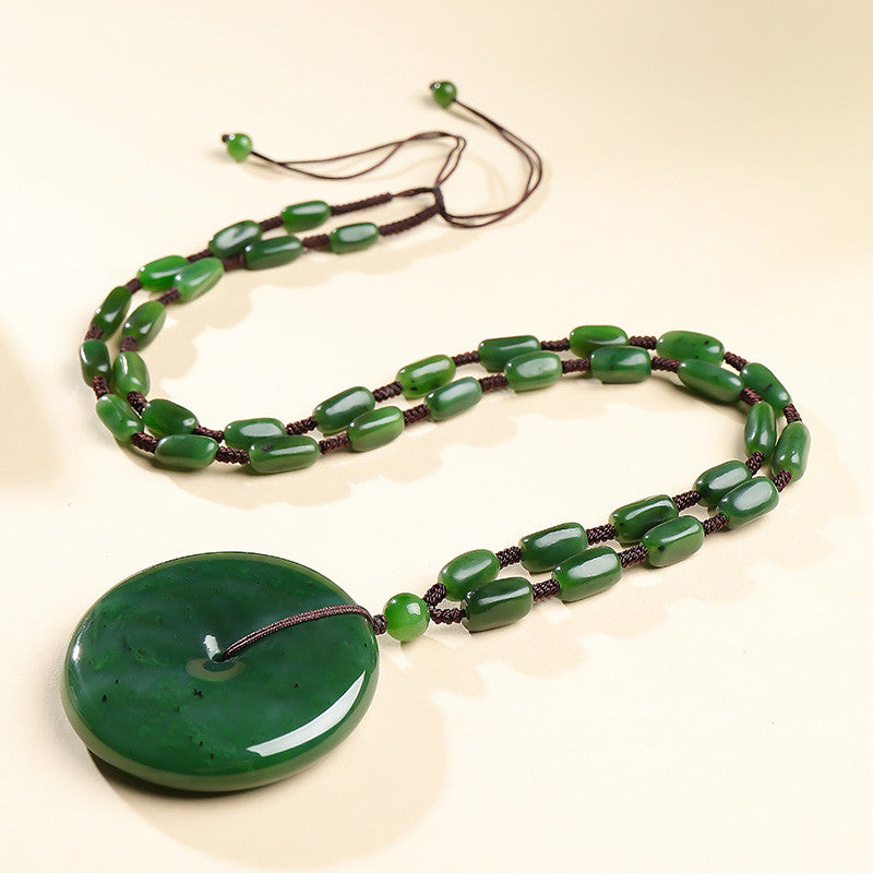 Peace & Smooth|Spinach Green Hetian Jasper Safety Buckle Pendant Unisex Jade Charm