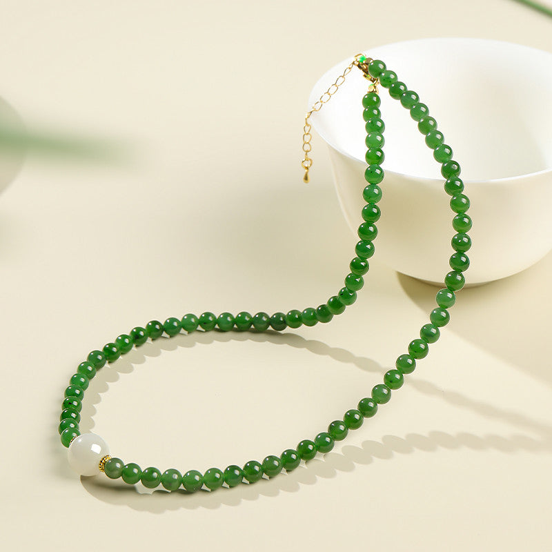 Elegant Hetian Jasper Beaded Necklace, Jasper Mom Chain Clavicle Neck Chain