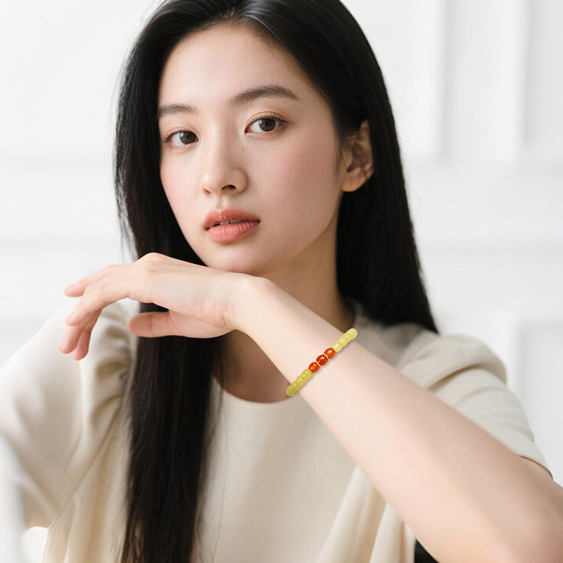 Collection Grade High-oil Yellow Tone Hetian Jade Bracelet, Exquisitely Polished Straight-cut Single-loop Bangle