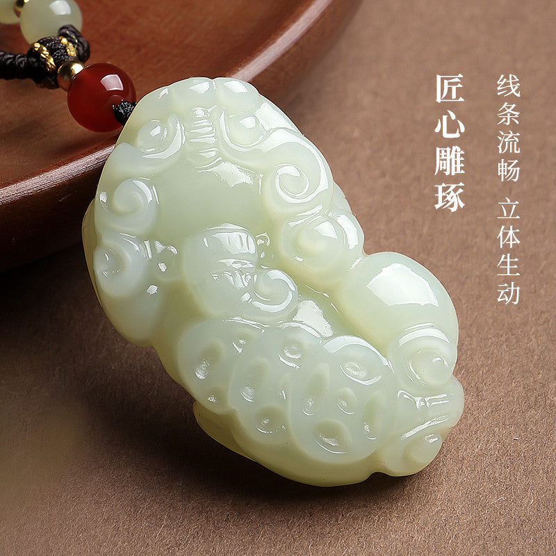 Hetian Jade Auspicious Pixiu Pendant, Unisex Mythical Beast Jade Charm, With Certificate & Collectible Value