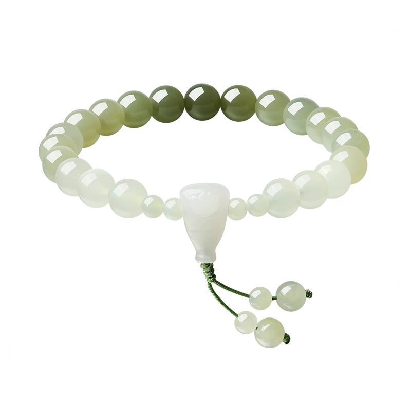 Natural Hetian Jade Lotus Bracelet, Gradient Color Jade Bangle, Collectible with Certificate, Exquisite Holiday Gift Jewelry