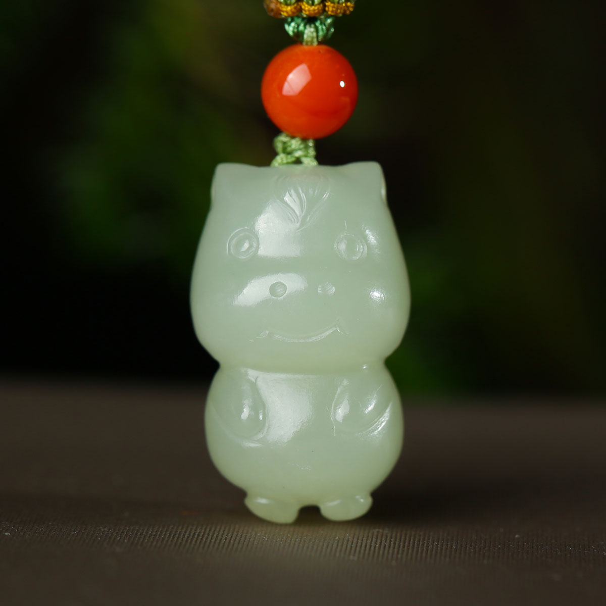 Pale Cyan & Clear Water Green Hetian Jade Zodiac Pendant, Cute Animal Design, Unisex Jade Ornament