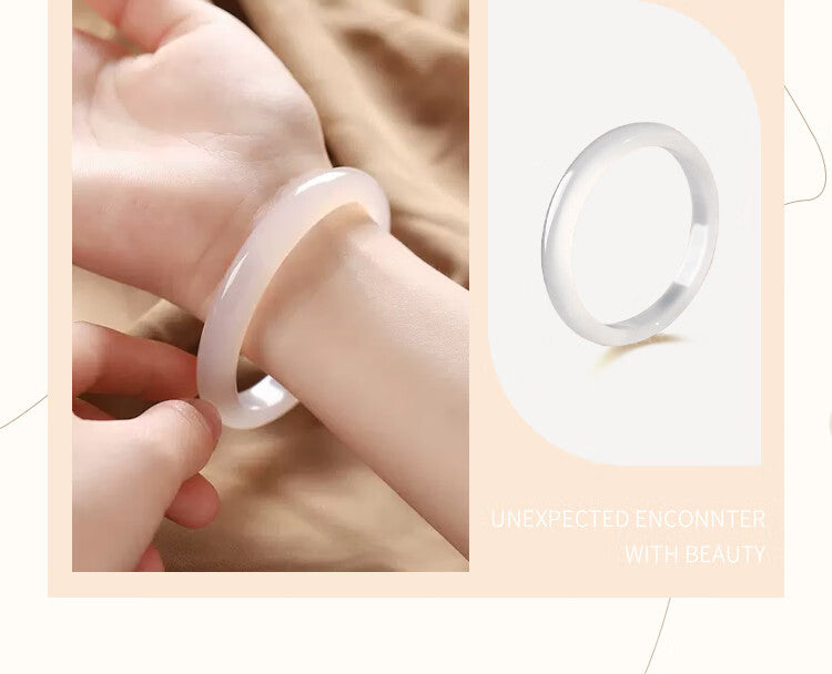 Women's Chalcedony Bangle, Elegant Jade Bracelet, Valentine's Day Gift for Girlfriend & Wife