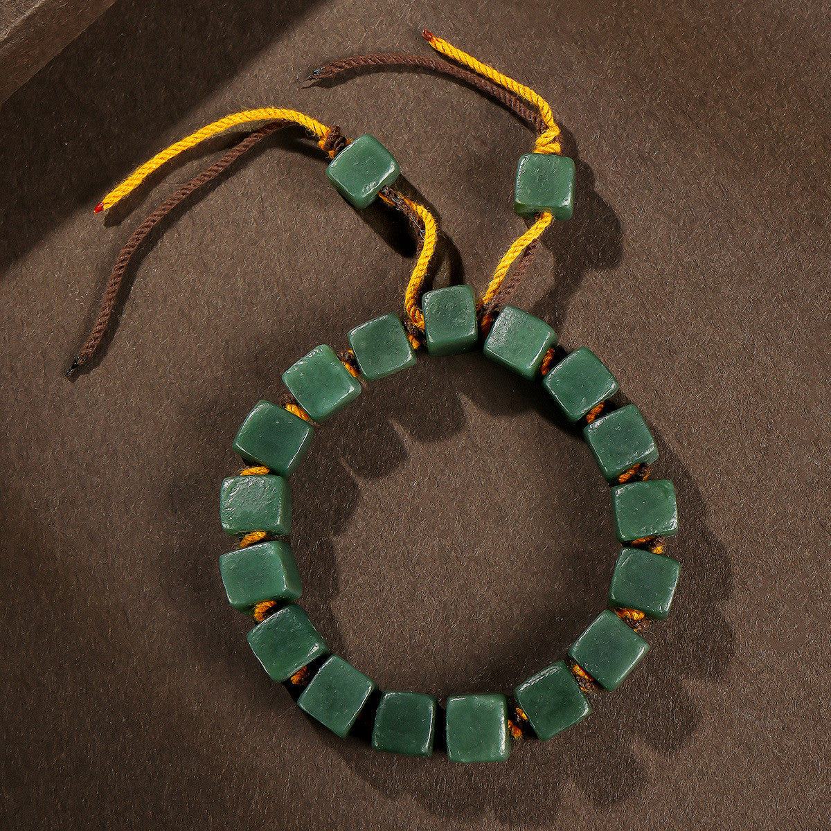 Dark Green Hetian Jade Bracelet for Men, Jade Beads with Brand Hand Rope, Holiday Gift