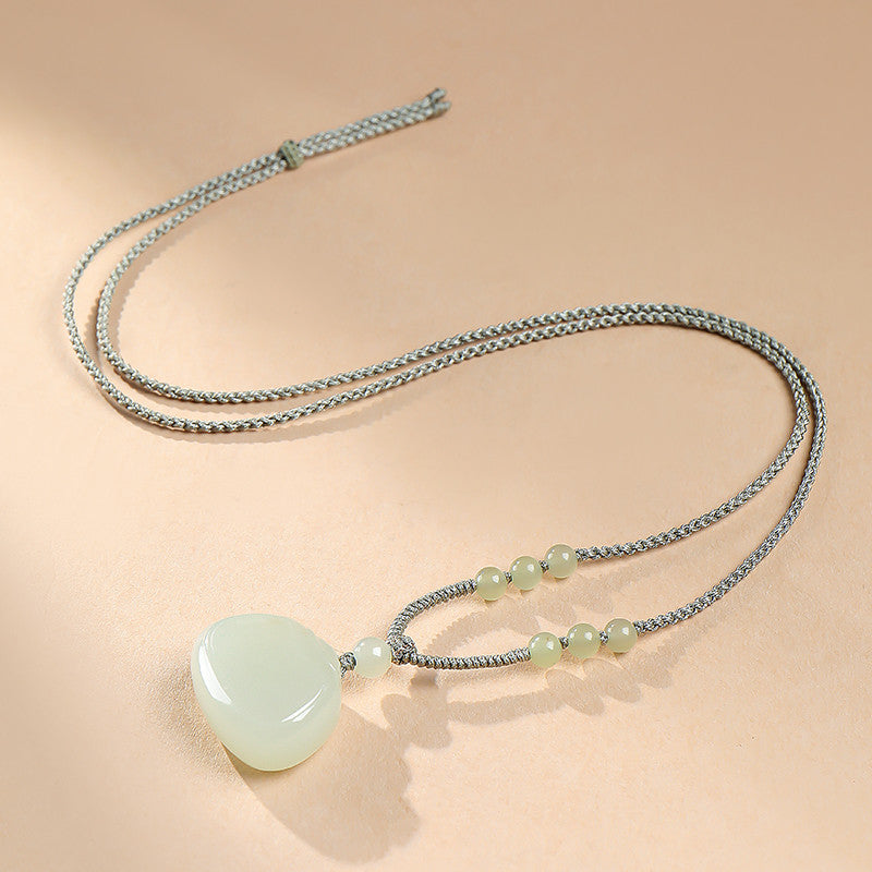 Peace Lock | Pale Cyan Hetian Jade Safety Lock Pendant for Women, Clear Water Style Lock-shaped Jade Gift