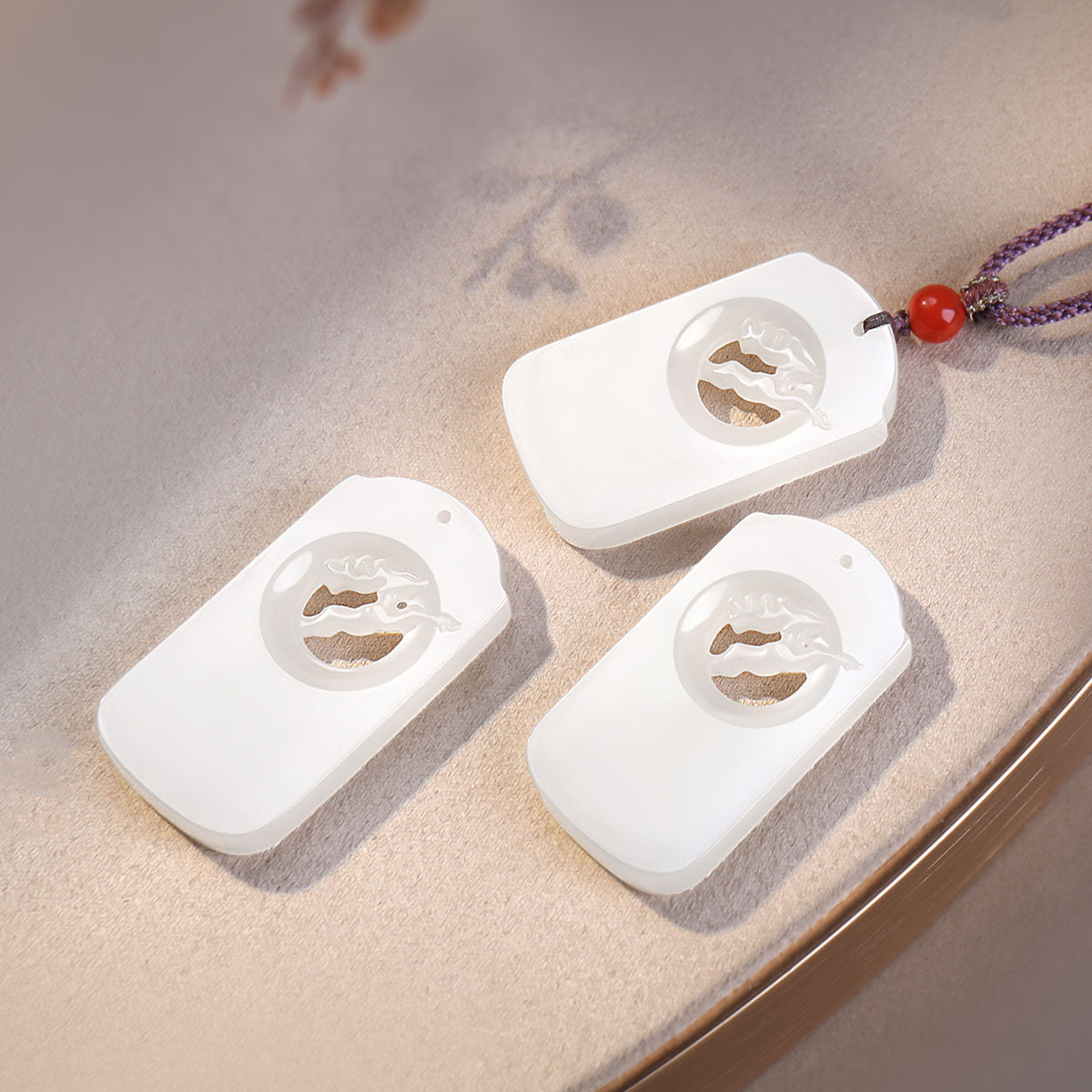 Polished White Hetian Jade Elk Pendant, Couple Style Jade Ornament