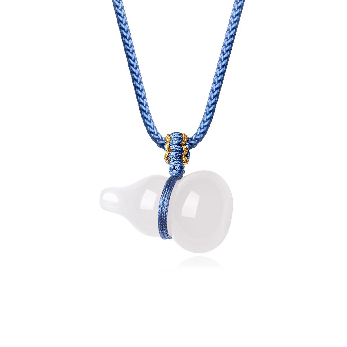 Fortune Gourd Chalcedony Necklace, Good Luck Jewelry Unisex for Gifting