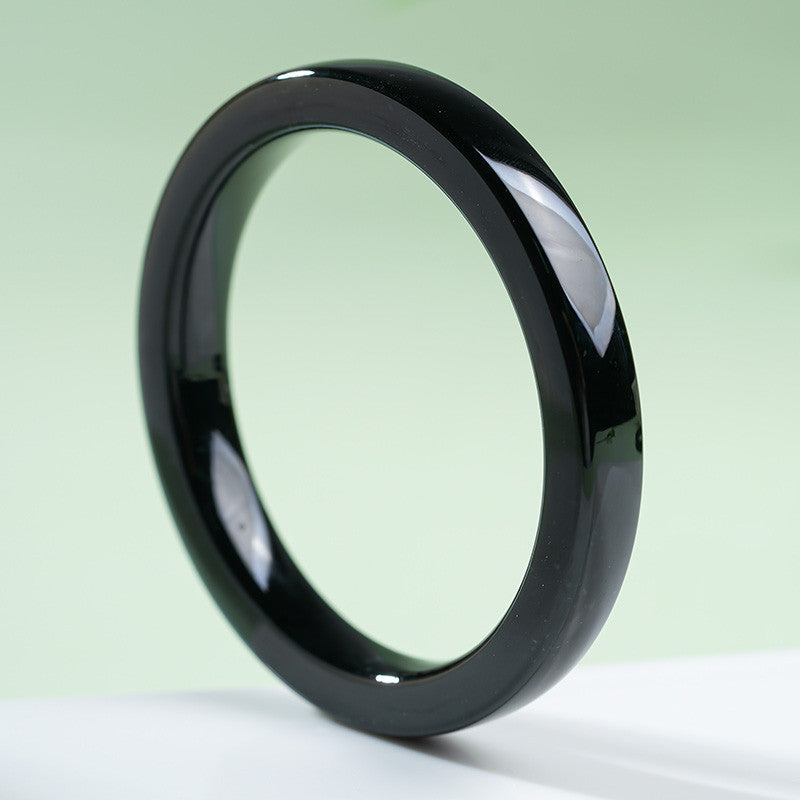 Dark Green Hetian Jade Square Bangle, Holiday Gift for Girlfriend & Mom