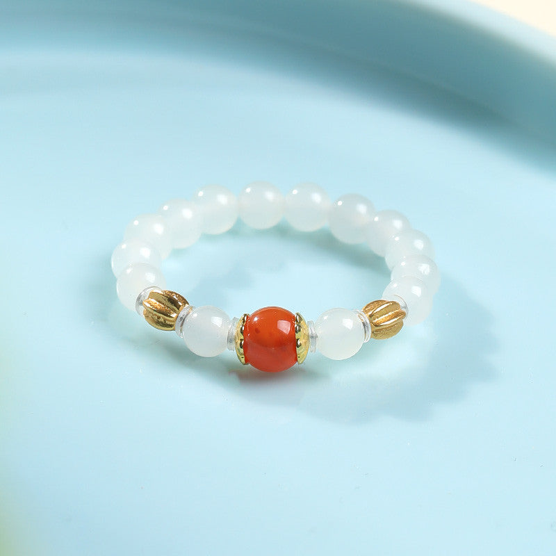 DIY Multi-gem Ring, Small Seed Beads with Jasper, White Jade, Jadeite, Turquoise, Agate, Cinnabar Fashion Adjustable Ring Jewelry