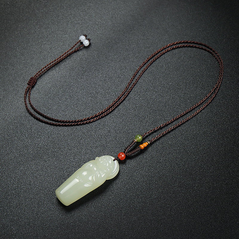 Women's Hetian Jade Standing Buddha Pendant, Maitreya Buddha Charm, Gift for Mom & Girlfriend