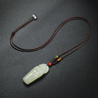Women's Hetian Jade Standing Buddha Pendant, Maitreya Buddha Charm, Gift for Mom & Girlfriend