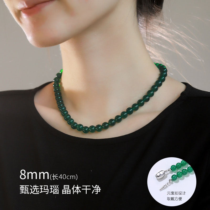 New Arrival New Chinese Style Green Agate & Chalcedony Beaded Necklace, Fashion Women Neck Jewelry