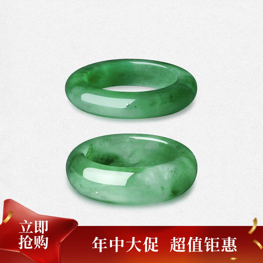 Hetian Jade Ring for Women, Green & Celadon Jade Finger Ring, Waxy Icy Type Jadeite Peace Band, Birthday Gift for Girlfriend