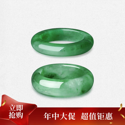 Hetian Jade Ring for Women, Green & Celadon Jade Finger Ring, Waxy Icy Type Jadeite Peace Band, Birthday Gift for Girlfriend