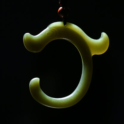 Fortune Dragon Hetian Jade Pendant, Fine-grain Cyan Jade Men's Zodiac Dragon Pendant