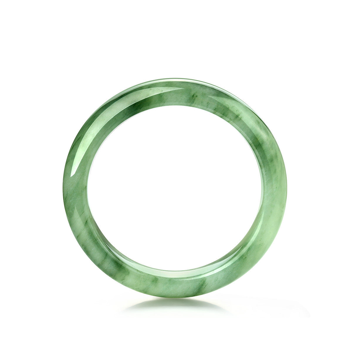 Natural Tianshan Green Bangle, Icy Translucent Floating Green Round Bangle, Wide Band Jade Bracelet with Certificate, Gift for Mom