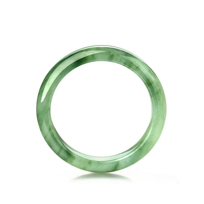 Natural Tianshan Green Bangle, Icy Translucent Floating Green Round Bangle, Wide Band Jade Bracelet with Certificate, Gift for Mom