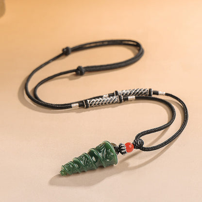 Tang Style Eight Auspicious Series Hetian Jade Rotating Lucky Bead Pendant