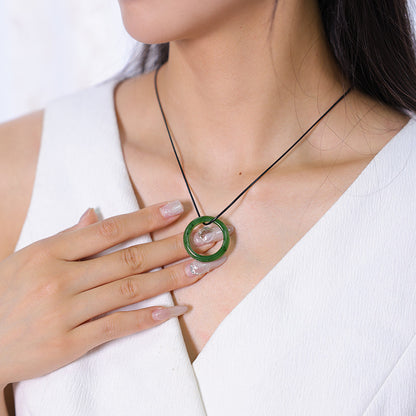 Dual-use Hetian Jasper Ring & Pendant, Stylish 2-in-1 Jade Jewelry