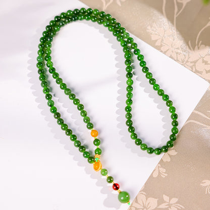 DIY Designed Hetian Spinach Green Jasper Necklace, Dual-purpose as Necklace & Bracelet, Festival Gift