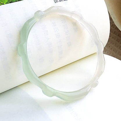 Half-mountain & Half-water Translucent Chalcedony Bangle, Gift for Girlfriend & Mother