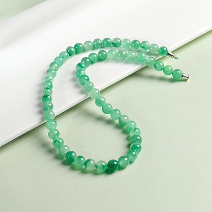 African Green Jadeite Necklace, Floating Flower Clavicle Chain, Elegant Ladies Jewelry, Gift for Mom & Elders