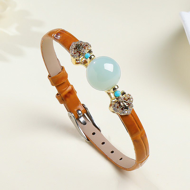 Rotatable Barrel Bead Jade Bracelet, Hetian Jade & Jadeite Wristband with Pixiu, Gift