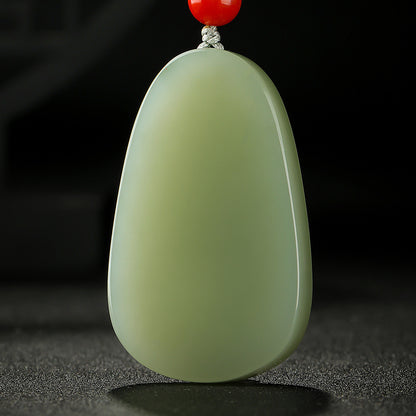 Plain Robe Guanyin Pale Cyan Hetian Jade Pendant for Men