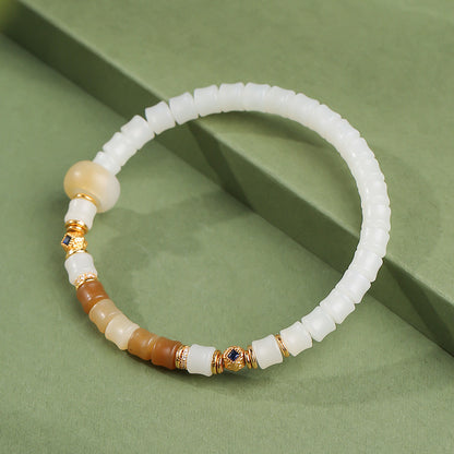 Hetian Jade Bracelet, Cloud Hoop & White Jade Bangle, Bamboo Joint Jade Bracelet for Progress