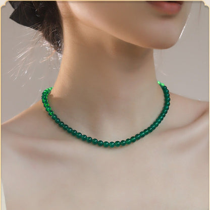 New Arrival New Chinese Style Green Agate & Chalcedony Beaded Necklace, Fashion Women Neck Jewelry