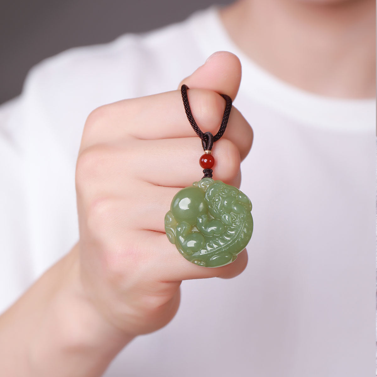 Pale Green Hetian Jade Double-Sided Carved Pixiu Pendant, Unisex Auspicious Beast Jade Charm, With Certificate & Collectible Value