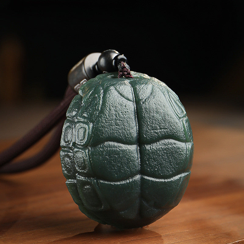 Men's Hetian Cyan Jade Turtle Shell Pendant & Hand Piece, Fortune All Over the World