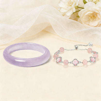 White Moonlight Series Translucent Warm Crystal Bangle & Bracelet, Natural Multi-Color Gem Jewelry with Certificate, Collectible Auspicious Lucky Ornament