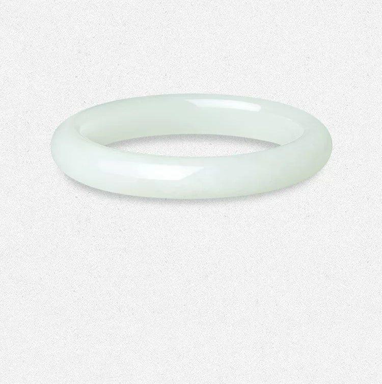 New Chinese Style Hetian Jade Bangle for Women, Frost & Moonlight Pale Green White Jade, Collectible with Certificate, Birthday Gift for Mom
