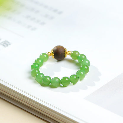 DIY Multi-gem Ring, Small Seed Beads with Jasper, White Jade, Jadeite, Turquoise, Agate, Cinnabar Fashion Adjustable Ring Jewelry