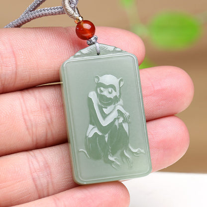 Pale Cyan Hetian Jade Chinese Zodiac Pendant, Twelve Animals Jade Ornaments