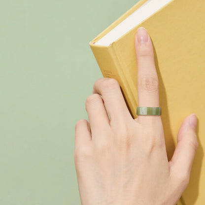 Straight-cut Square Icy Clear Water Light Cyan Hetian Jade Ring, Minimalist Premium Plain Ring, Festival Gift