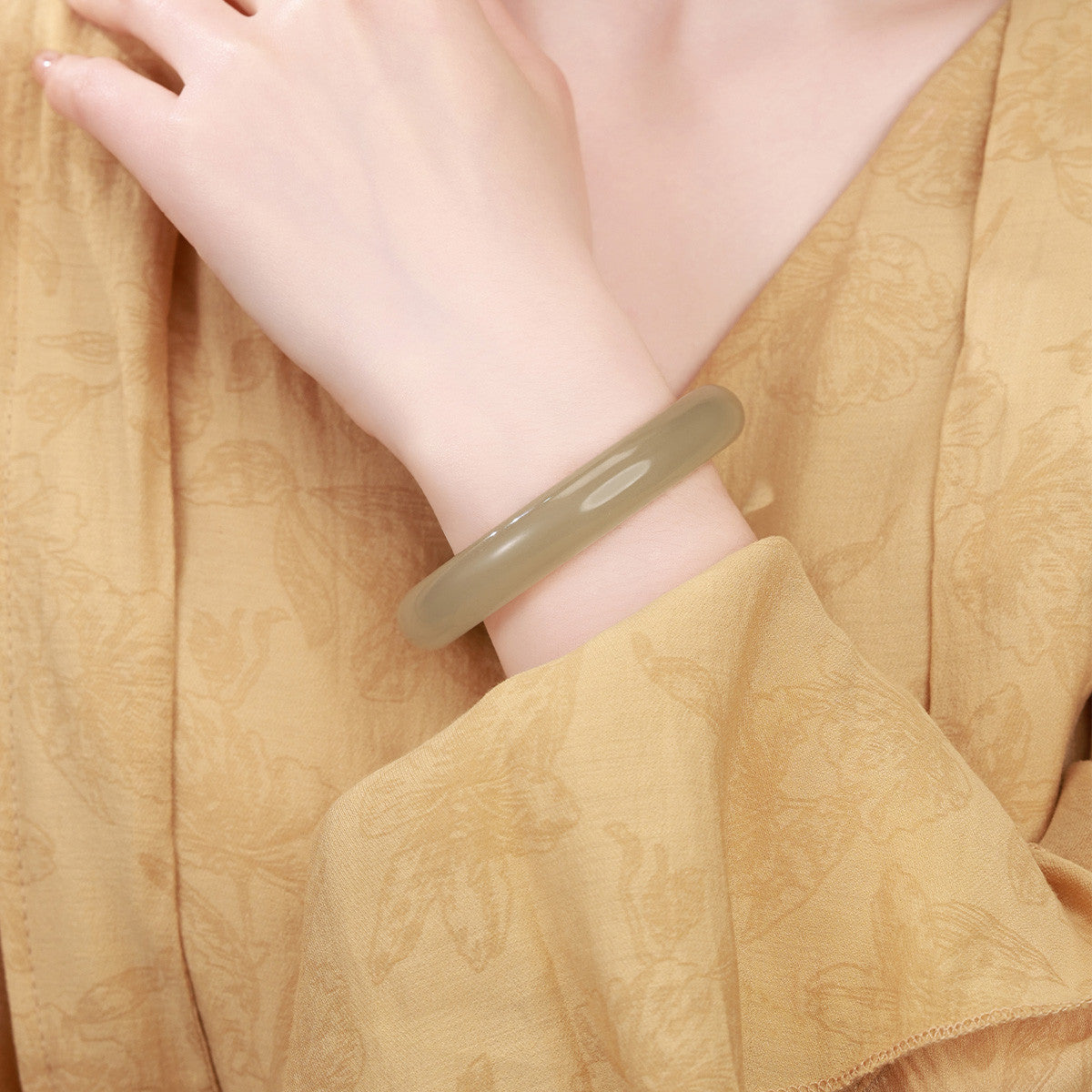 Natural High Transparent Tea Color Aventurine Bangle, Vintage Versatile Quartz Jade Bracelet