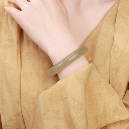 Natural High Transparent Tea Color Aventurine Bangle, Vintage Versatile Quartz Jade Bracelet