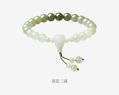 Natural Hetian Jade Lotus Bracelet, Gradient Color Jade Bangle, Collectible with Certificate, Exquisite Holiday Gift Jewelry