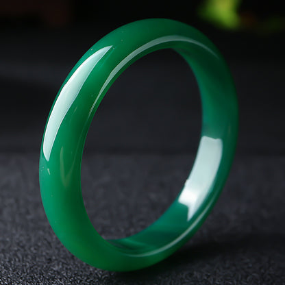 Icy Transparent Chalcedony Bangle, Distant Mountain Shade Women Jade Bracelet, Holiday Gift