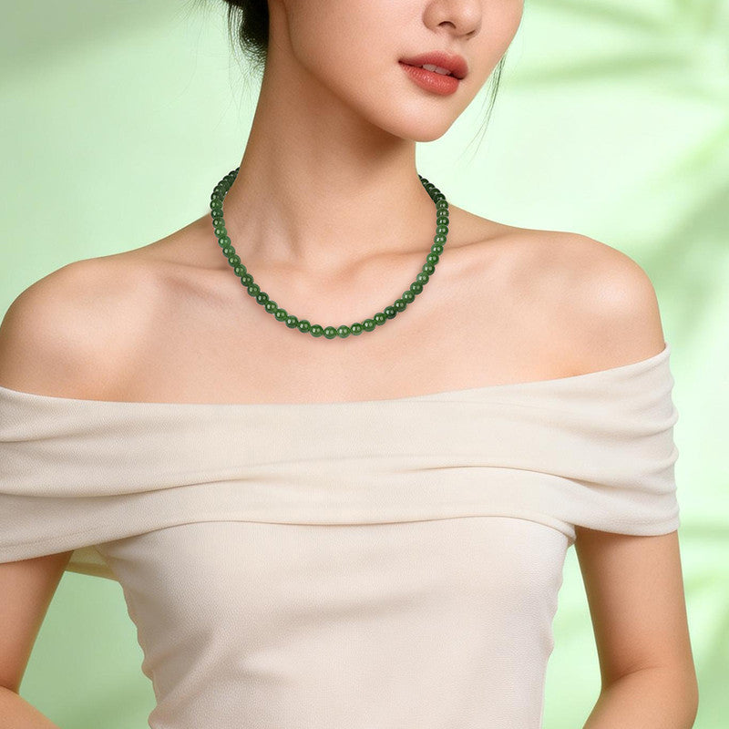 Luxury Collectible Hetian Jasper Necklace, Spot-Free High-oily Apple & Bright Green Clavicle Chain