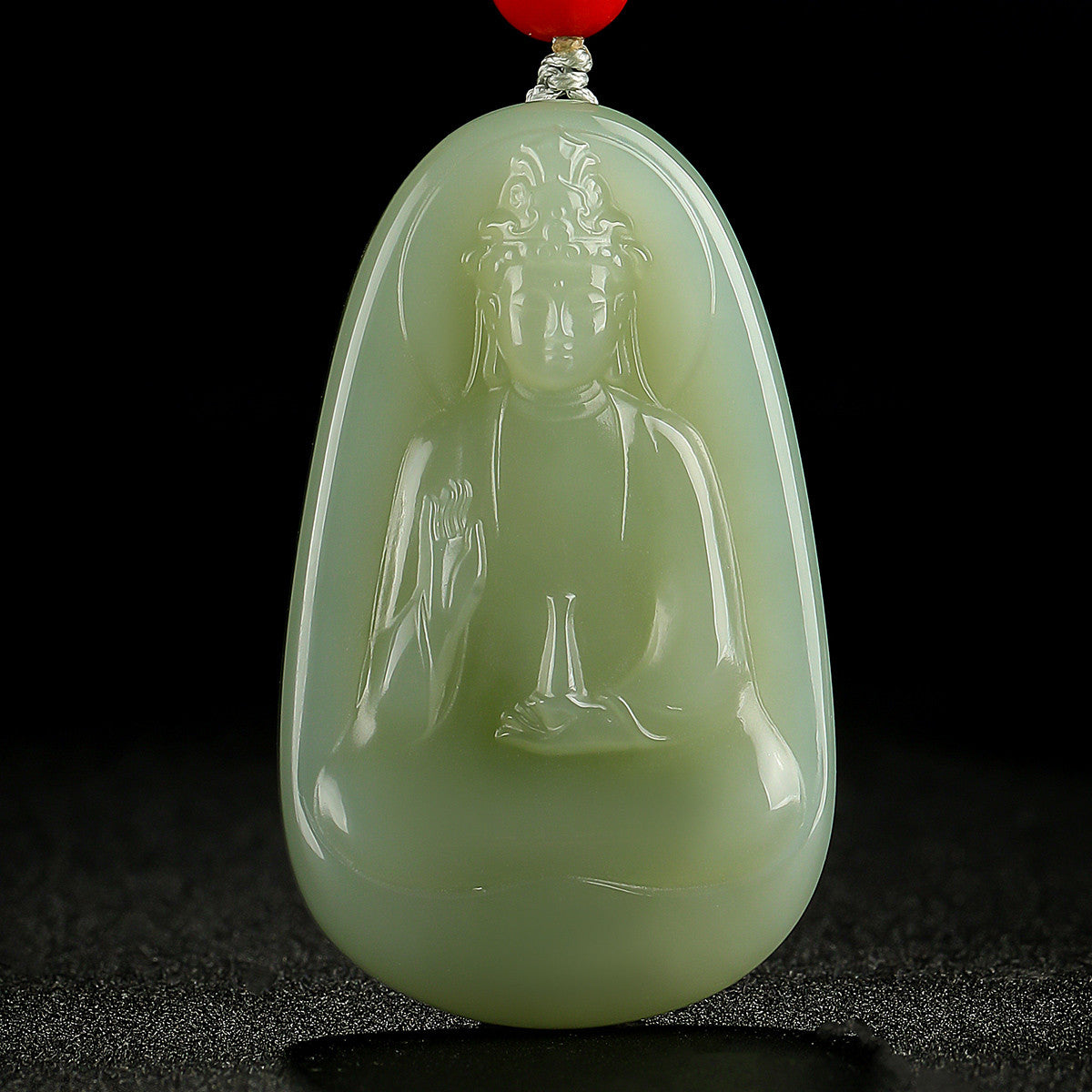 Plain Robe Guanyin Pale Cyan Hetian Jade Pendant for Men