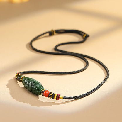 Tang Dynasty Eight Auspicious Series, Hetian Jade Heavenly Pivot Pendant, Coiling Dragon Jade Ornament