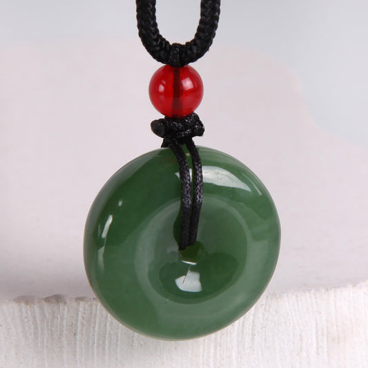 Natural Hetian Jasper Buddha Pendant, Vivid Green Jade Pendant & Round Buckle, Unisex Jade Jewelry