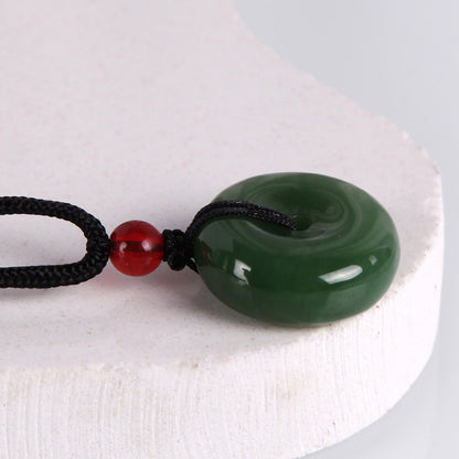 Natural Hetian Jasper Buddha Pendant, Vivid Green Jade Pendant & Round Buckle, Unisex Jade Jewelry