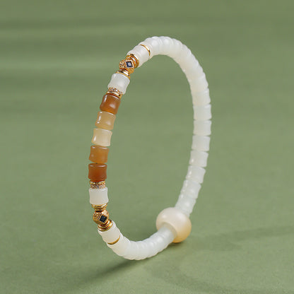 Hetian Jade Bracelet, Cloud Hoop & White Jade Bangle, Bamboo Joint Jade Bracelet for Progress